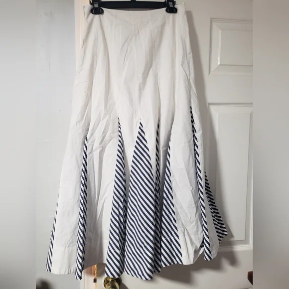 NWT Anthropologie Maeve Paneled Stripe Godet Midi Skirt  - Picture 4 of 4